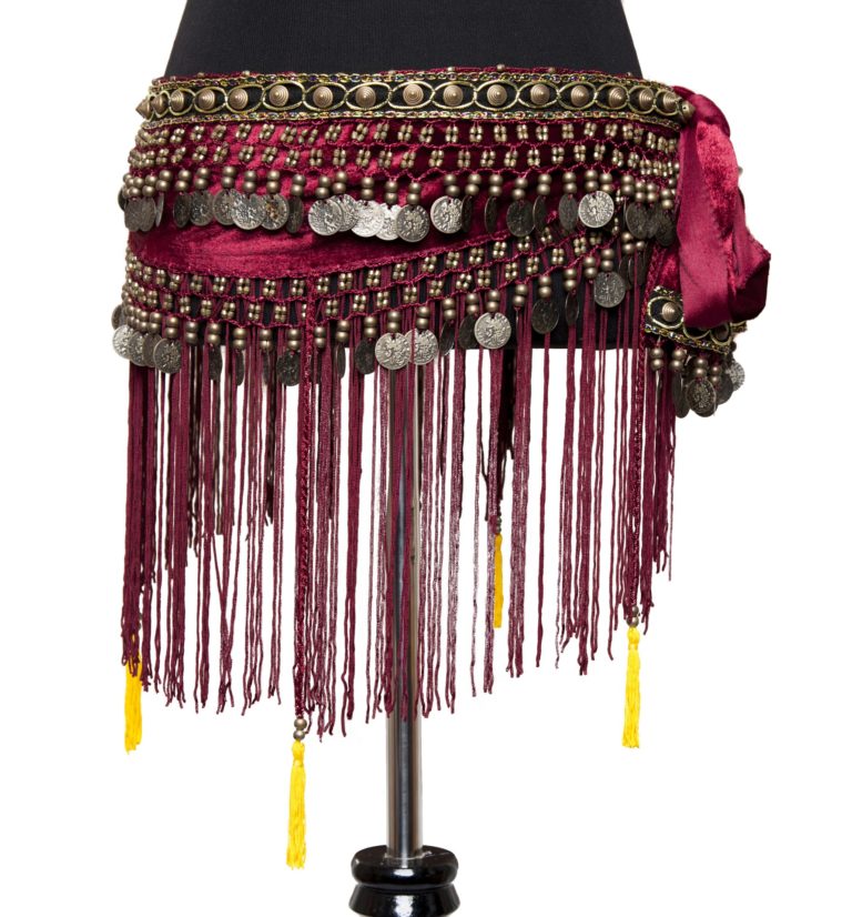 2090 - Velvet Scarf with Charms & Fringes - Image 4