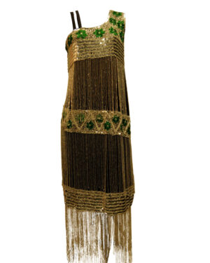 2313 - Flapper Dress - Silver/Green