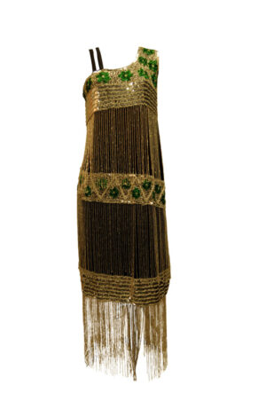 2313 - Flapper Dress - Silver/Green