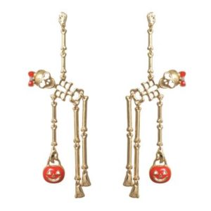 23715 - Gold Dangle Skull Earrings