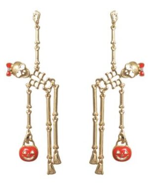 23715 - Gold Dangle Skull Earrings