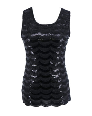 2378 - Sequin Top - Black/Silver