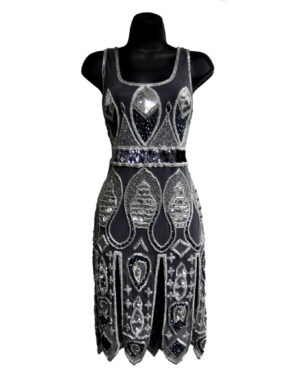 2390 - Flapper Dress - Silver/Gray