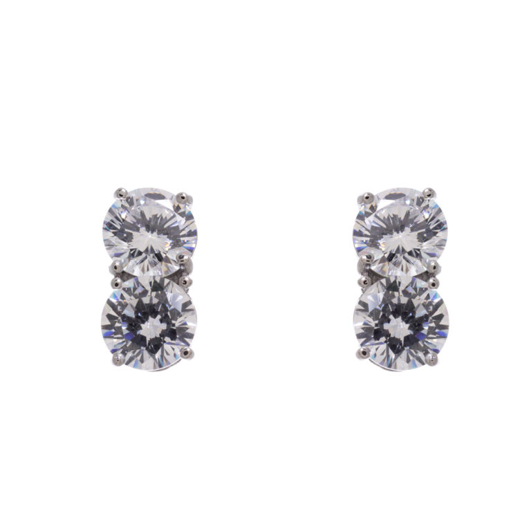 24070 - 6 mm Round Double CZ Earring - Image 2