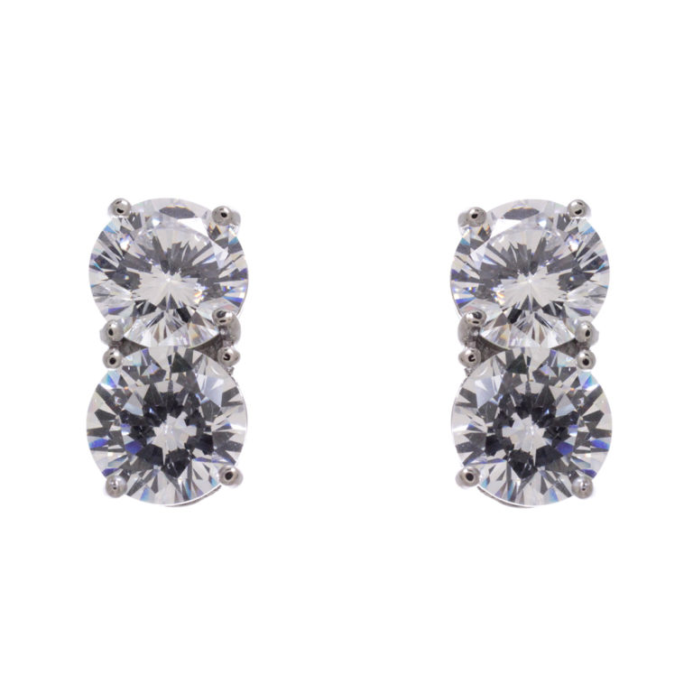 24071 - 7 mm Round Double CZ Earring - Image 2