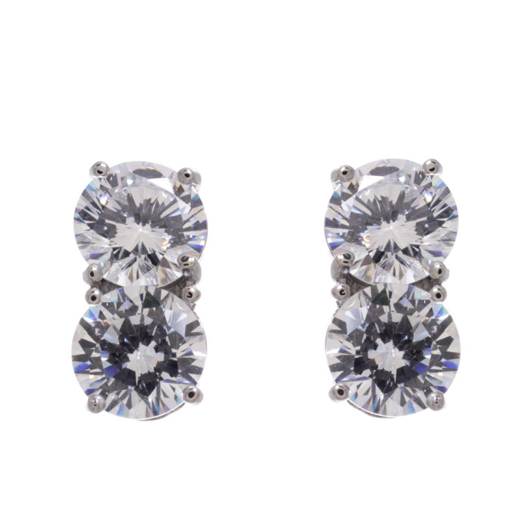 24072 - 8 mm Round Double CZ Earring - Image 2