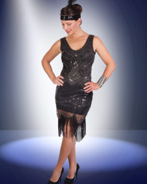 2452 - Flapper Beaded Dress - Black