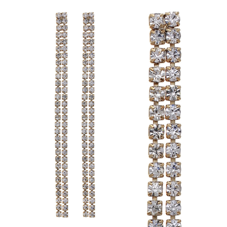 24819 - 2 Row 4 mm Rhinestone Earring, 5" - Image 3