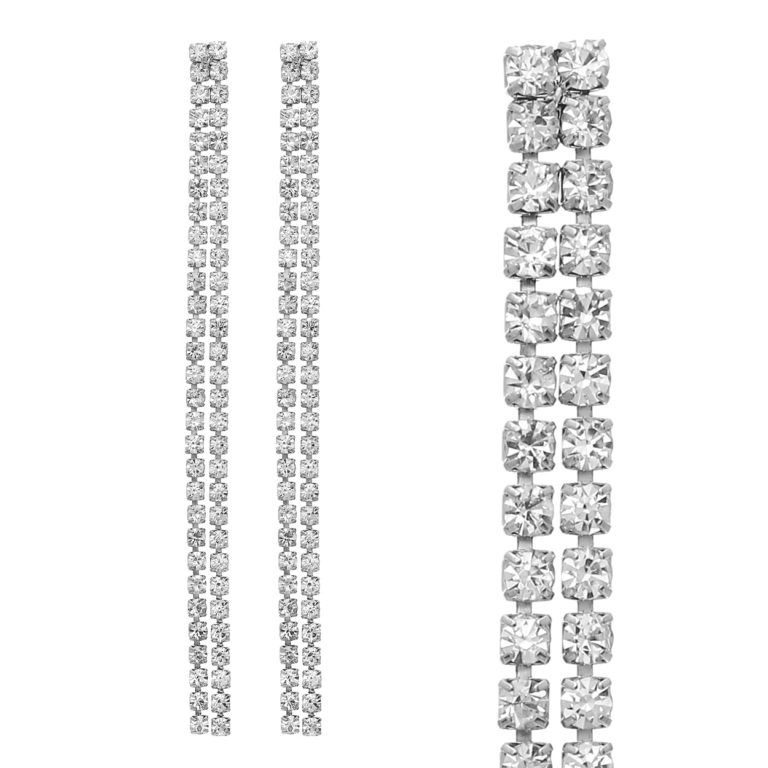 24819 - 2 Row 4 mm Rhinestone Earring, 5" - Image 4
