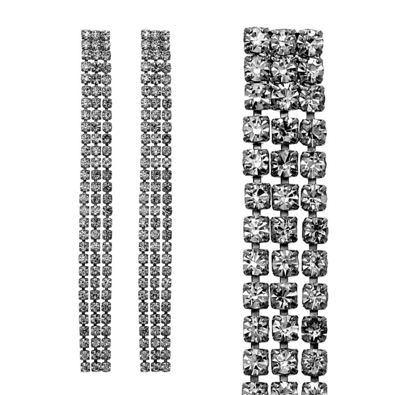 24820 - 3 Line 4 mm Rhinestone Earring, 5" - Image 2