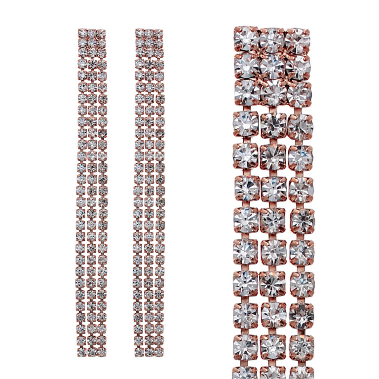 24820 - 3 Line 4 mm Rhinestone Earring, 5" - Image 3