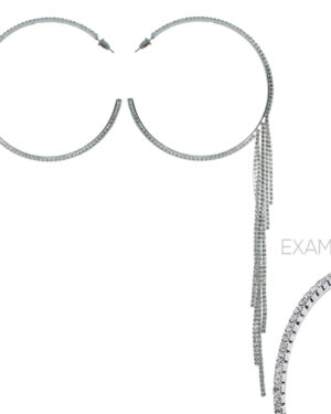 25101 - S Rhinestone 55mm 6 Line Fringe Hoops Size: 2.17x8 in