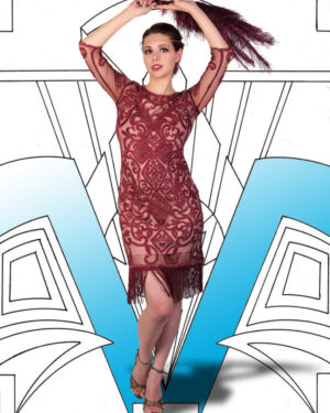 2514 - Beaded Dress - Burgundy
