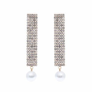 25607 - 5 Row Rhinestone Earring with Pearl