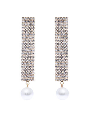 25607 - 5 Row Rhinestone Earring with Pearl