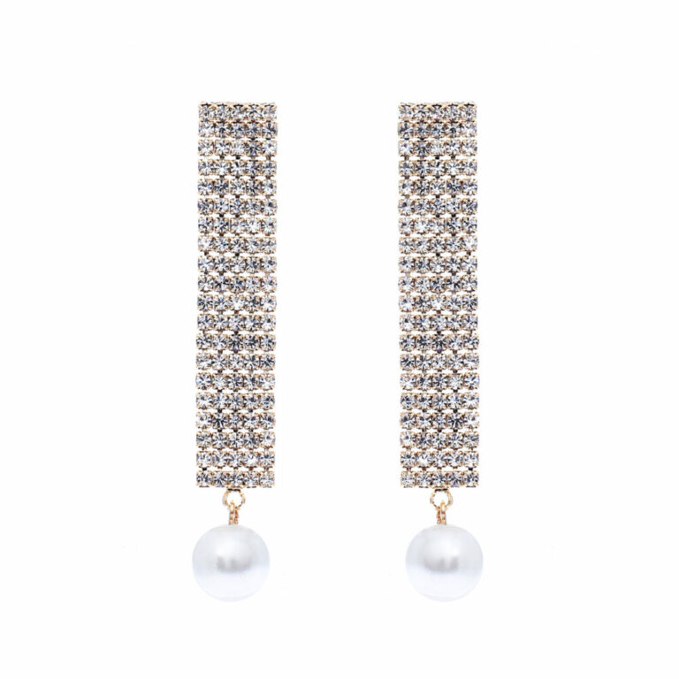 25607 - 5 Row Rhinestone Earring with Pearl