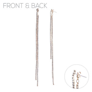 25807 - Rhinestone Line Earrings with Backing - Rose Gold