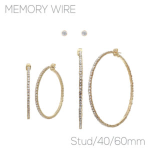 25889 - stud, 40/60 mm hoops earrings, 3 pairs, 1.6/2.35in