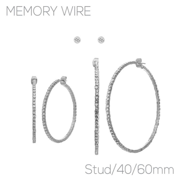 25889 - stud, 40/60 mm hoops earrings, 3 pairs, 1.6/2.35in - Image 3