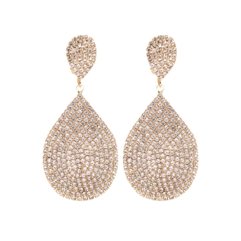 25913 - Rhinestone Pear Shape Earring, 1.27x2.77"