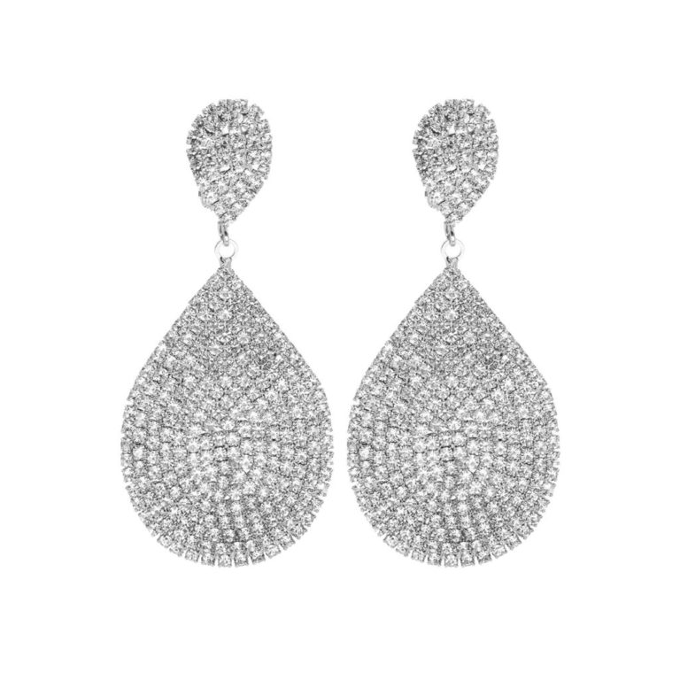 25913 - Rhinestone Pear Shape Earring, 1.27x2.77" - Image 2