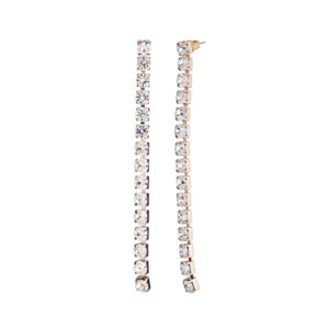 25980 - Rhinestone 6 mm 4 in Long One Row Earring, GLD, 0.24x4"
