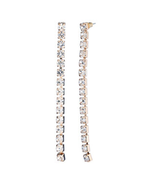 25980 - Rhinestone 6 mm 4 in Long One Row Earring, GLD, 0.24x4"