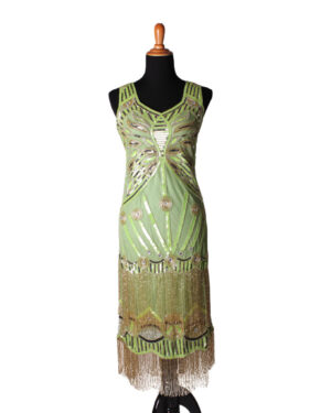 2702 - Beaded Flapper Dress - Mint