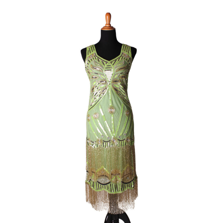 2702 - Beaded Flapper Dress - Mint