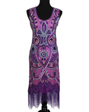 2707 - Beaded Flapper Dress - Purple