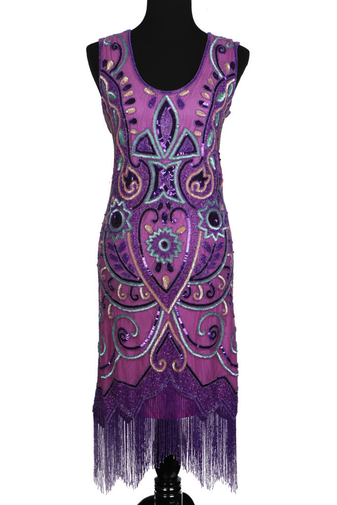 2707 - Beaded Flapper Dress - Purple - Image 2