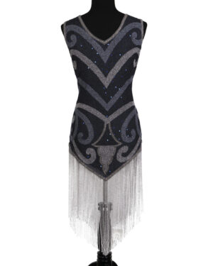 2719 - Flapper Dress - Gray with Silver