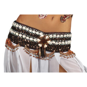 2864B - Tribal Sequin Belt with Shells & Beaded Swags