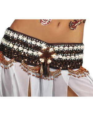 2864B - Tribal Sequin Belt with Shells & Beaded Swags