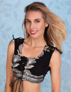 3100 - Choli Top Rayon Emb. - Black