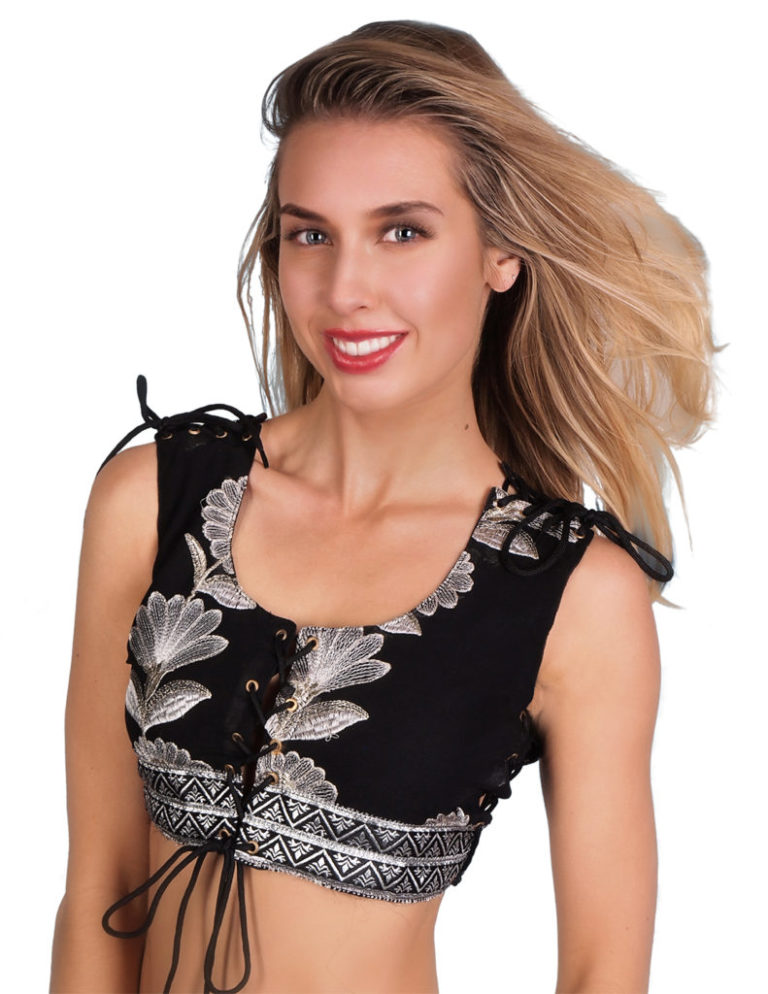 3100 - Choli Top Rayon Emb. - Black - Image 2