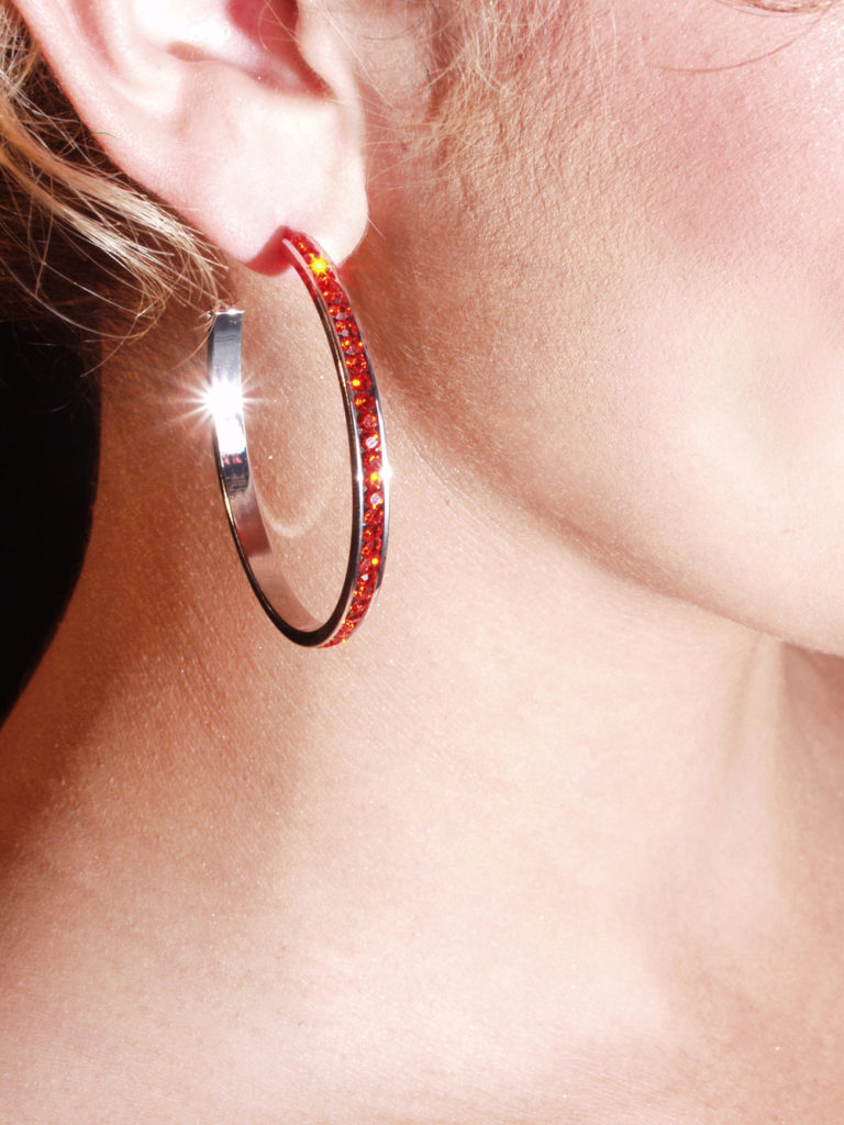 324 - Rhinestones Hoops Earring - 1.75" - Image 3