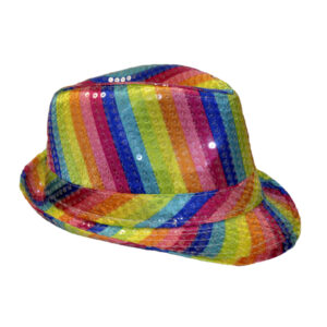 3819RNB - Sequin Fedora Hat - Rainbow