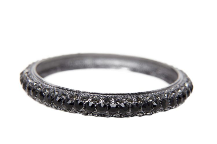 40010 - 3 Row Rhinestone Metal Bangle - Image 2