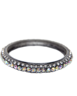 40010 - 3 Row Rhinestone Metal Bangle
