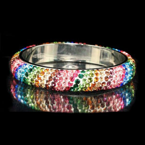 40306 - 6 Row Rhinestone Bangle- Multi