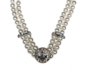 41326 - Double Row Pearl Necklace with Crystal