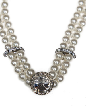 41326 - Double Row Pearl Necklace with Crystal