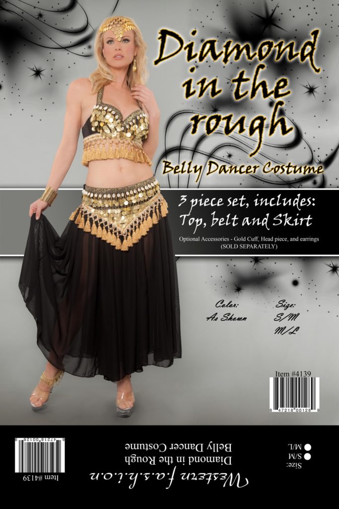 4139 - Belly Dancer Costume, 3 Pc. Set - Includes Top, Belt and Skirt - Image 2