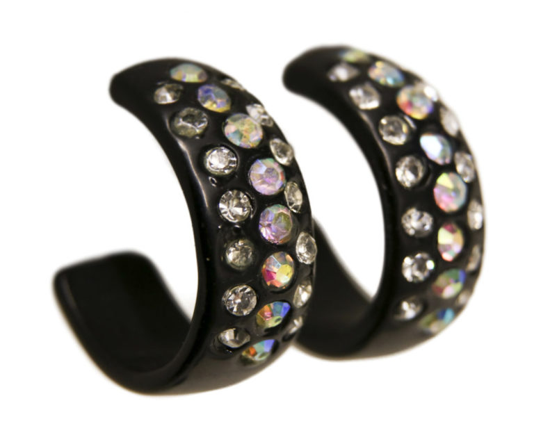 450 - 3 Row Rhinestone Hoops Earring - min. 12 pairs - Image 6