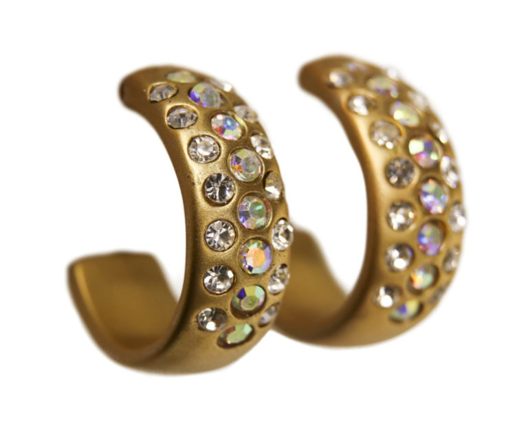 450 - 3 Row Rhinestone Hoops Earring - min. 12 pairs - Image 8