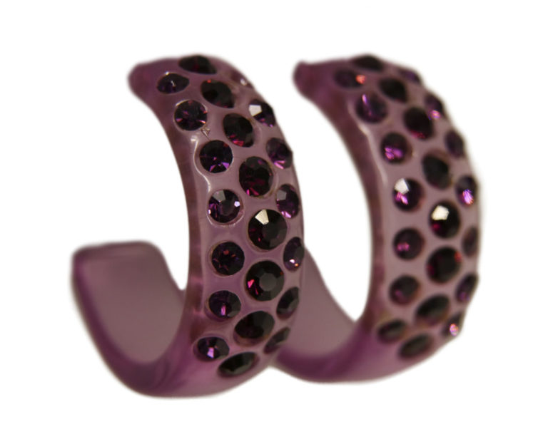 450 - 3 Row Rhinestone Hoops Earring - min. 12 pairs - Image 5
