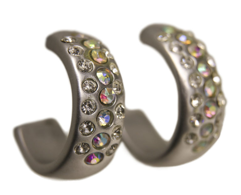450 - 3 Row Rhinestone Hoops Earring - min. 12 pairs - Image 11