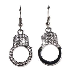 488 - Earring Handcuffs with Stones - Silver