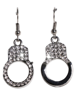 488 - Earring Handcuffs with Stones - Silver